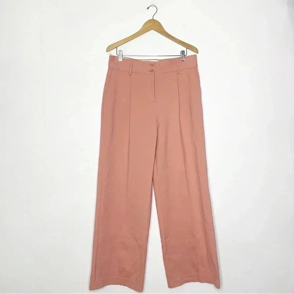 See by Chloe Women's Muted Clay Cotton Wide Leg Pleated Trouser Pant Size 12 NWT - Picture 3 of 11
